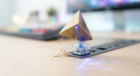 Brass fidget prism with clicky mechanical key switches